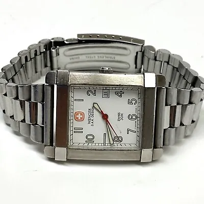 Wenger SAK Design 30mm Mens Swiss Military Watch Rectangular 0930848 New Battery • $85.99