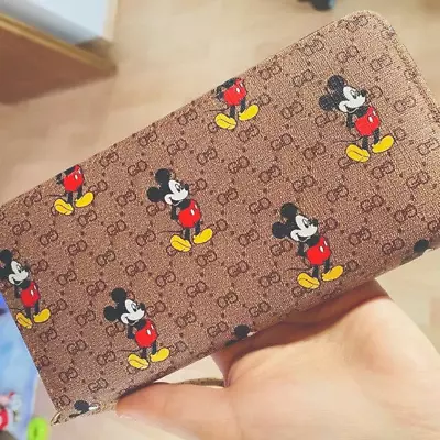 Brown Women Wallet Cute Mickey Mouse Disney Purse Cash Credit Phone Holder Bag • $16.95