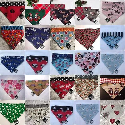 Handmade DOG BANDANA REVERSIBLE SLOT TOP Neckerchief Scarf Present • £3