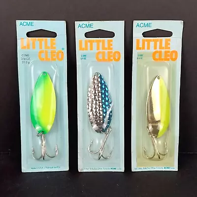 Vintage Lot Of 3 Acme Little Cleo 3/4 Oz Casting Fishing Lure Spoons - NOS! • $13.95