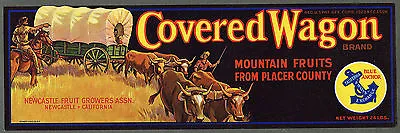 $3.99 • Buy COVERED WAGON Vintage Lug Crate Label, Western Settlers, **AN ORIGINAL LABEL**