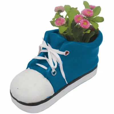 Blue Shoe Boot Garden Planter Resin Novelty Indoor Outdoor Plant Pot - 35.5cm • £8.99