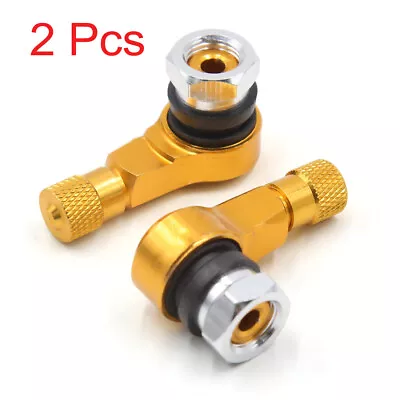 2Pcs Gold Tone 90 Degree Angle Aluminum Alloy Motorcycle Car Tire Valve Stem Cap • $13.54