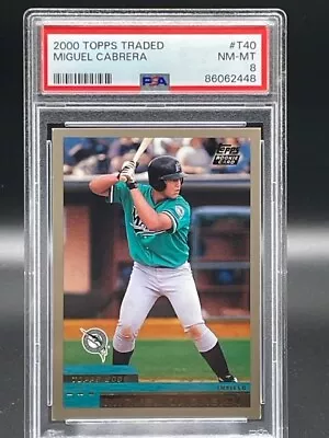 2000 Topps Traded Miguel Cabrera Rookie Card RC #T40 PSA 8 Marlins • $30