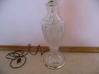 1920s CRYSTAL CLEAR EUROPEAN LEAD CRYSTAL BRILLIANT CUT GLASS TABLE LAMP • $59.99