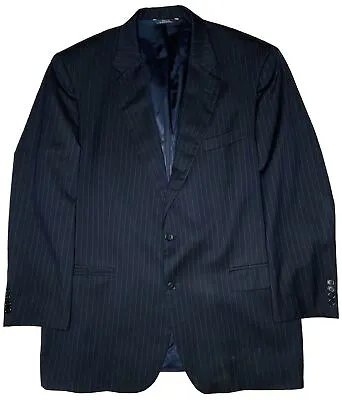 Brooks Bros. 1818 Madison Estrato Trabaldo Togna Dark Blue Pinstripe Blazer; 48L • $51