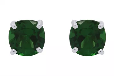 Cushion Cut Emerald May Birthstone Stud Earrings For Women's Sterling Silver 925 • $67.79