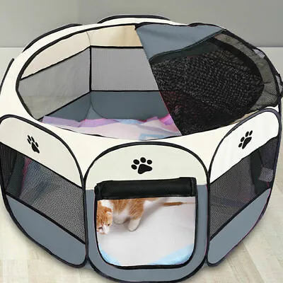 £18.99 • Buy Large Foldable Soft Fabric Dog Crate Cat Cage Pet Bed Travel Puppy Play Pen Tent