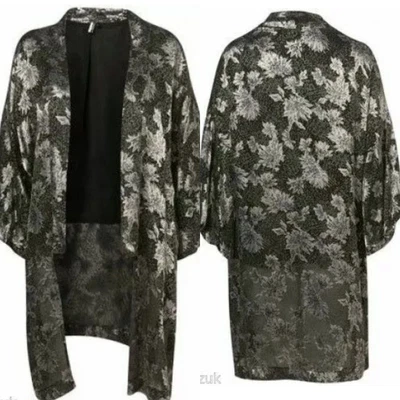 £25 • Buy SILK DEVORE TOPSHOP KIMONO KAFTAN JACKET FRINGED Oversized Vintage
