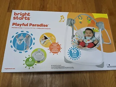 $42 • Buy Bright Starts Playful Paradise Portable Compact Baby Swing With Toys, Unisex New