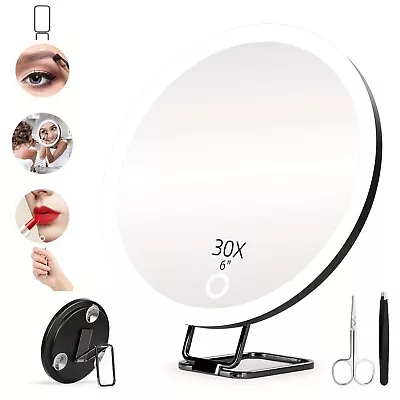 30X Magnifying Makeup Mirror With LED Lighted Bathroom Travel Mirror Men Woman • $29.99