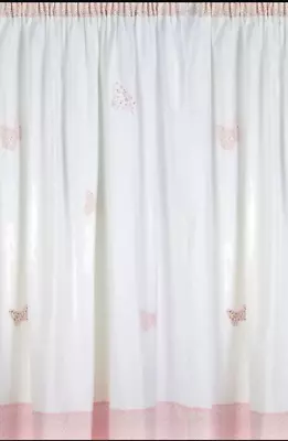 Laura Ashley Bella Butterfly White Ready Made Curtains • £3.99