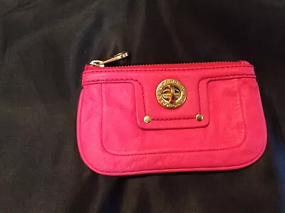 Marc By Marc Jacobs Leather Key Coin Pouch Totally Turnlock Hot Pink Silver Zip • $32