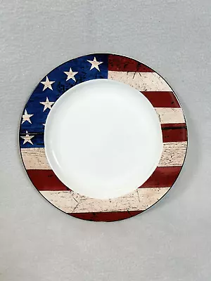 Warren Kimble ‘Colonial’ Americana Plate 11 In Red White And Blue Stars  Stripes • $20