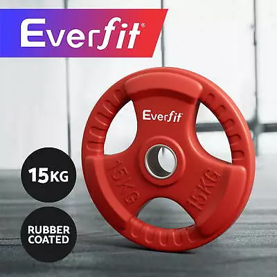 Everfit Weight Plates Standard 15kg Dumbbell Barbell Plate Weight Lifting Gym • $59.95