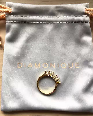 Stunning Diamonique 925 Silver Rose Gold Overlay Half Eternity Style Ring • £24.99