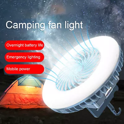 $15.25 • Buy USB Portable LED Camping Fan Light Flashlight And Ceiling Fan Emergency Outdoor