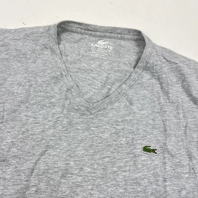 $16.99 • Buy Lacoste Pima Cotton Gray V Neck T Shirt Short Sleeve Size 8
