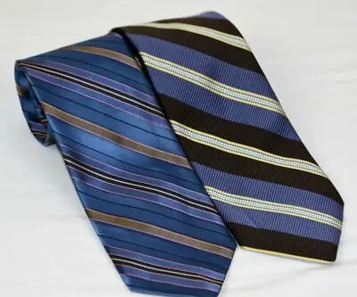 $65 • Buy Lot Of 2 NWOT ROBERT TALBOTT Best Of Class Blue Repp Stripe 100% Silk TIES
