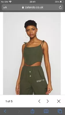 Missguided Petite Khaki SPORTING CLUB CORSET - Top. Size Uk 8 • £6