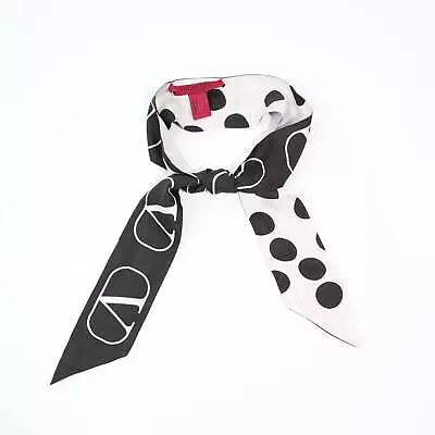 Valentino V Logo Polka Dot Scarf Black / White Silk Scarf Silk Black • £130