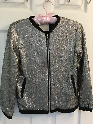 ZARA GIRLS Black Size 9/10 SHIMMER Sequin Blazer Jacket Sparkling Outerwear • $23.95