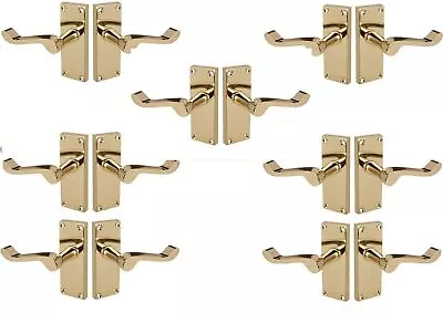 Polished Brass Door Handle Packs Lever Latch Bathroom Keyhole Privacy Pairs • £35.98