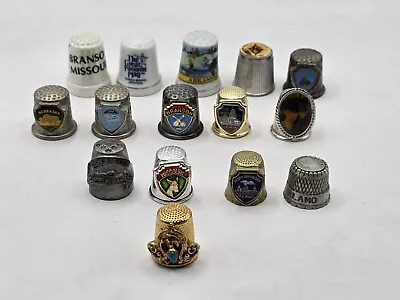 Mixed Lot Of 15  Vintage Sewing Thimbles-States-Variety-Alamo-Branson-US Capital • $24.50