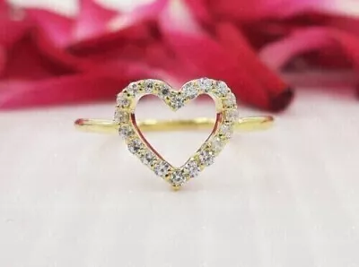 Heart Shape Engagement Ring 1.00Ct Lab Created Diamond 14K Yellow Gold Plated • $149.99