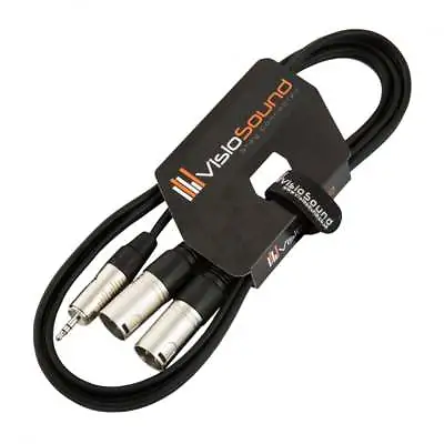 3.5mm Stereo TRS Mini Jack To Twin 2 X Male XLR Lead / Audio Signal Cable • £8.99