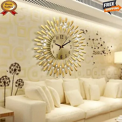 £28.90 • Buy 3D Large Diamante Crystal Jeweled Retro Style Wall Clock Beaded Living Room