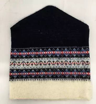 Vintage 80s Patterned Striped Blue White Retro Ski Beanie Winter Hat One Size • £9