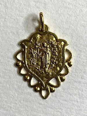 18k Gold - Mary Queen Of Angels Pendant - 1.7 Grams - Catholic Medal 750 18kt • $135