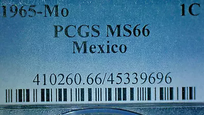 SPECIAL SALE-MEXICO-1965-Mo PCGS MS66 1c COIN KM#-417 PRICED SPECIAL • $17.50