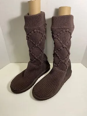 UGG Australia Classic Cardy Argyle Knit Sweater Boots Tall 5879 WOMENS 8 Brown • $39.95