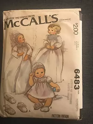 New Vintage 1979 McCalls 6483 Christening Outfit With Smocking Guide Sz Newborn • $6.99