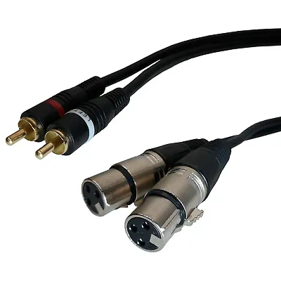6ft - Dual XLR Female To 2-RCA Male Stereo Plug Shielded Audio Patch Cable Cord • $9.95