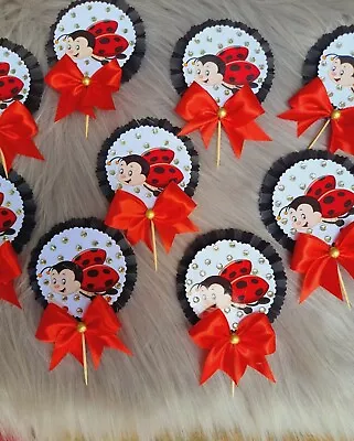 Handmade 20PCS LADY BIRD THEME Cup Cake/ Cake Party Toppers Kids Decorations • £19.31