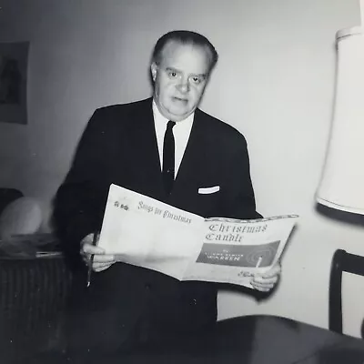 Vintage Black And White Photo Man Holding Christmas Candle Songs Program Paper • $6.69