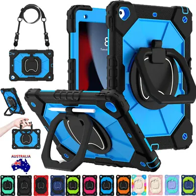 For IPad 9th 8th 7th Gen 10.2  Kids Shockproof Hard Armor Stand Case Cover Strap • $28.89
