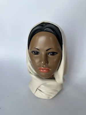 Vintage Marwal Chalkware Woman Head Bust Scarf MCM Mid Century Modern 10 Inch • $24