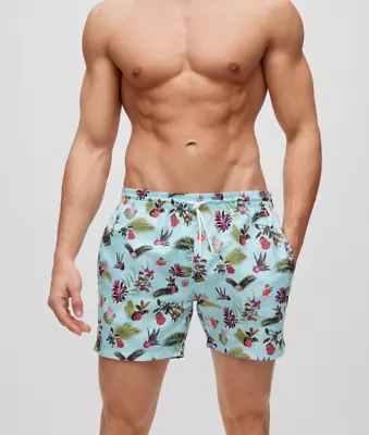 BOSS Hugo Boss Piranha Tropical Floral Print Swim Shorts Trunks Sz S New Tags • $59