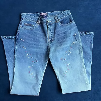 BUBBLEGUM Y2K Bell Bottom American Flavour Jeans Sz 9/10pink And White Stars • $35