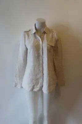 Womens Island Company Commandante Beige Linen Button Shirt S * • $35.99