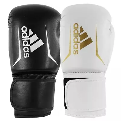 Adidas Speed 50 Boxing Gloves Sparring Black White Gold Adults Kids 4-16oz • £33.99