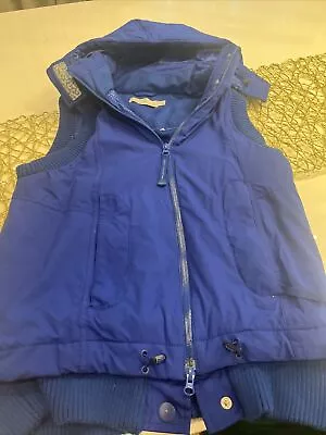 Adidas Stella McCartney Vest Womens Small Blue Hood Padded Full Zip Ski Winter • $84.99