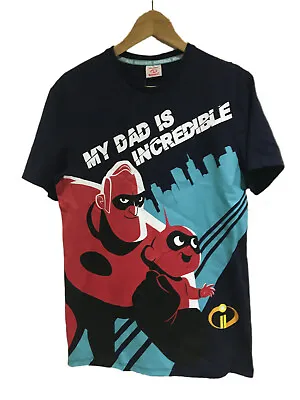 Disney Pixar Mens INCREDIBLES 2 TEE T-Shirt Cotton Top Casual DAD IS INCREDIBLE • £13.99