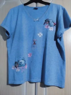 Ladies Lilac Short Sleeve Crew Neck Pyjama Top Disney Eeyore Size 10-12 • £4