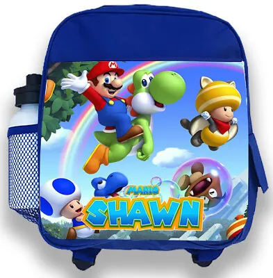 Personalised Kids Backpack Any Name Mario Boys Childrens Back To School Bag 3 • £19.99