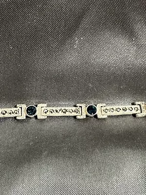 Sterling Silver Bracelet Marked 925 With Marcasite And Blue Stones • $15